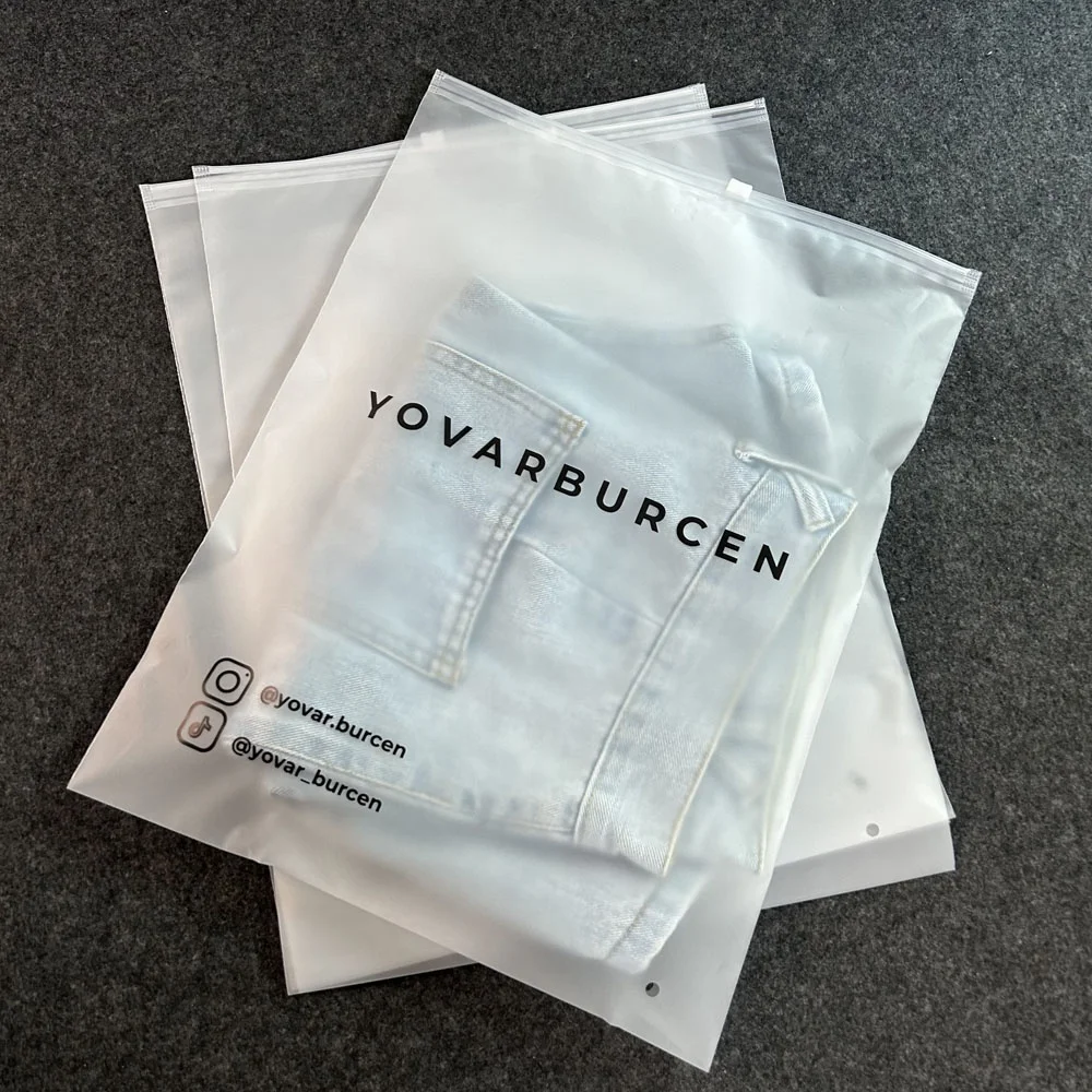 Custom zipper bags matte Frosted packaging bag Eva transparent pouch Zip lock Bag Plastic for clothing