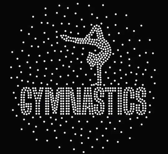 Gymnast rhinestones motif hot fix rhinestone applique hot fix AB rhinestone transfer motifs designs for Sports Bra and shirts