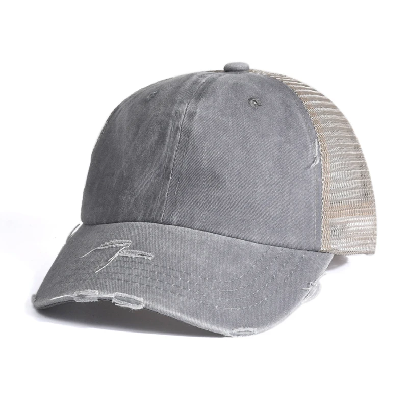 Customizable vintage simple blank plain retro distressed ripped worn out jean denim trucker hat