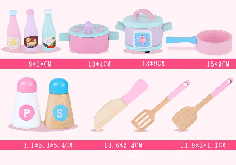 Лидер продаж на Amazon, розовая деревянная игрушка для кухни, большая игра, развивающая деревянная игрушка для кухни в холодильнике для девочек