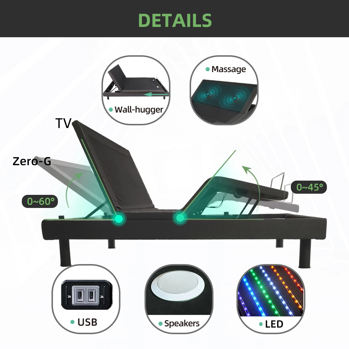 factory wholesale Electric Adjustable Beds Base Modern King Size Home Furniture Bedroom Furniture Flat Soft Bed Frame bunk bed