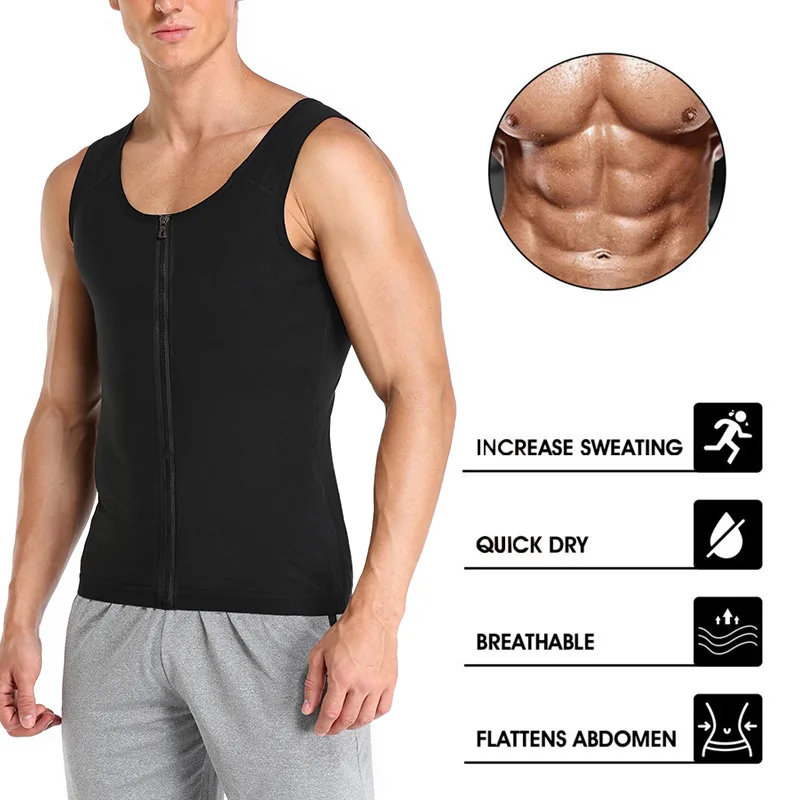 Men Sauna Suit Heat Trapping Shapewear Sweat Body Shaper Vest Slimmer Saunasuits Compression Thermal Top Fitness Workout Shirt