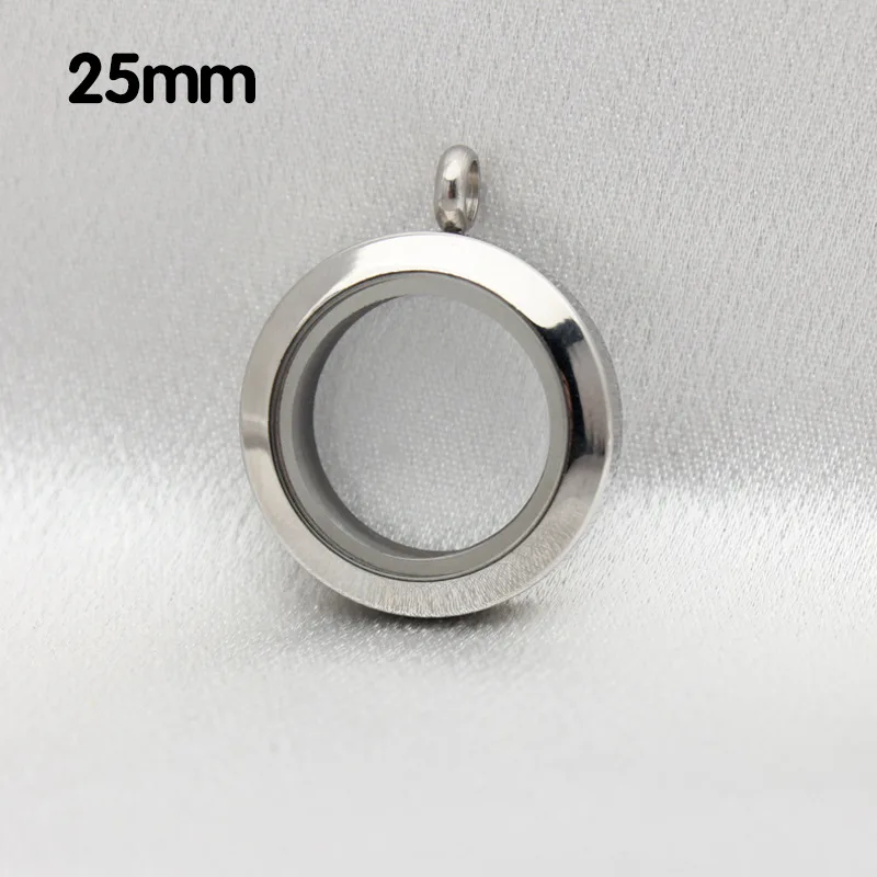 20mm/25mm/30mm Magnetic Closure Glass Floating Lockets Pendant Stainless Steel Living Memory Locket Jewelry