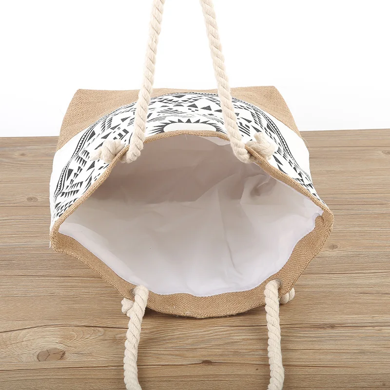 custom printed eco-friendly recycled blank cotton and hemp Ethnic Style Tote Bag