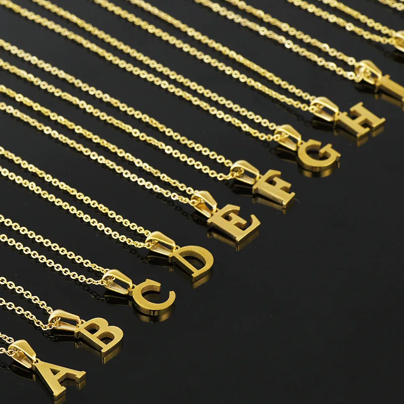 2022 Fashion 18k Gold Plated Stainless Steel 26 Letter Pendant Necklace For Women