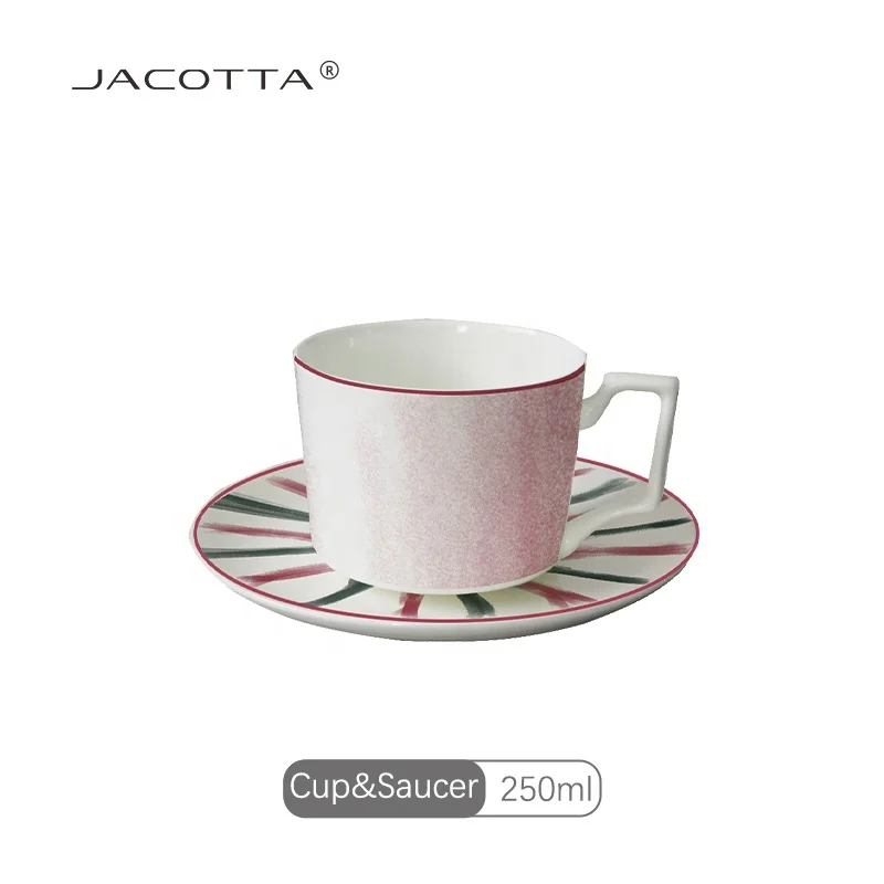 Nordic porcelain ceramic cup and saucers pink royal afternoon espresso ceramic coffee tea cups & saucers sets