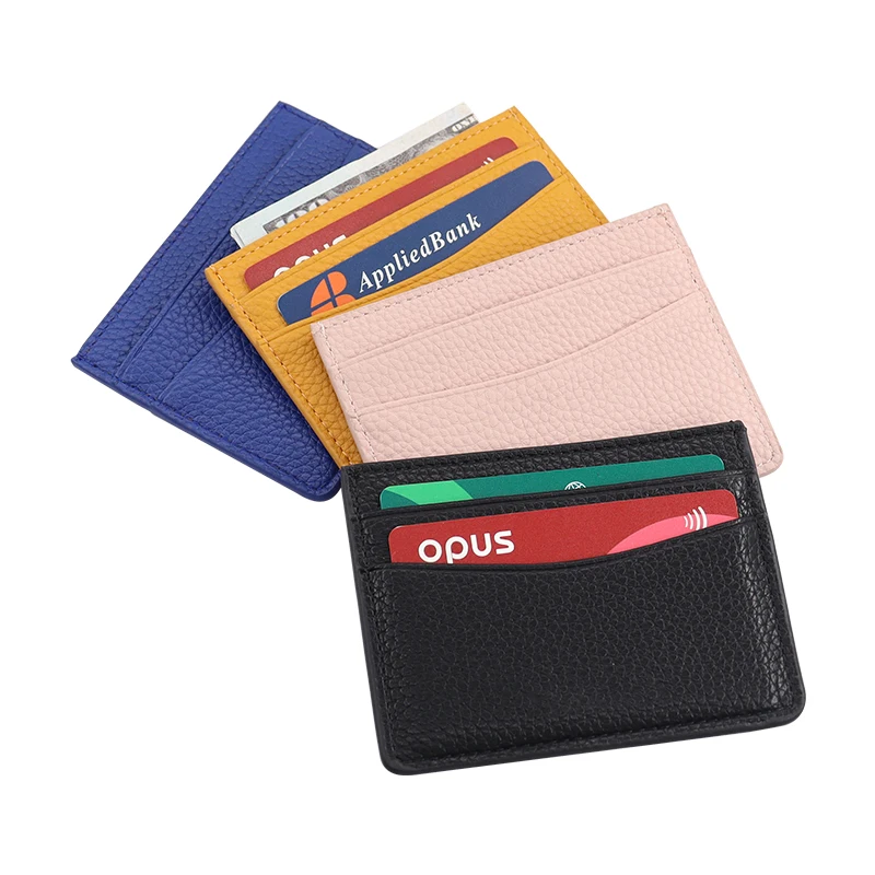 Women Custom Logo Wallet Color Pebble Leather Card Holder Slim Credit Cardholder Wallet