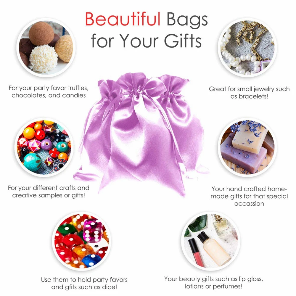 Custom Logo Gift Packing Bag Drawstring Cosmetic Bag Satin Bag Pouch