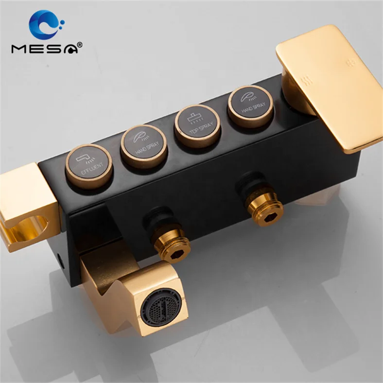 MESA black gold shower unit shower hand set with bathtub outlet and sliding bar