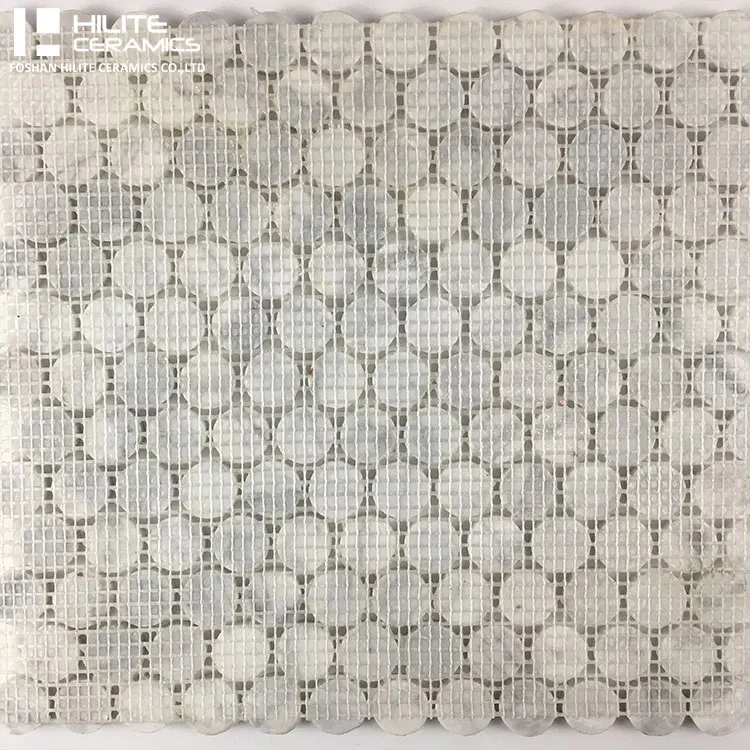 HILITE Foshan Waterjet Natural Stone Mosaic Gray Bathroom Round and Circle Matt Porcelain Kitchen Backsplash Tile 300*300mm