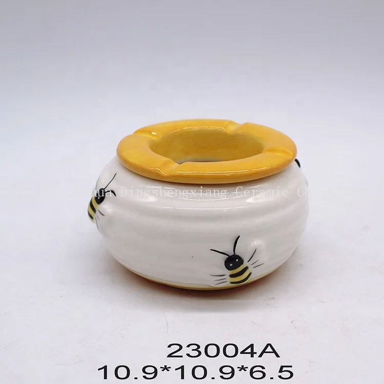 Handmade personalized embossed honey bee painting ceramic teapot