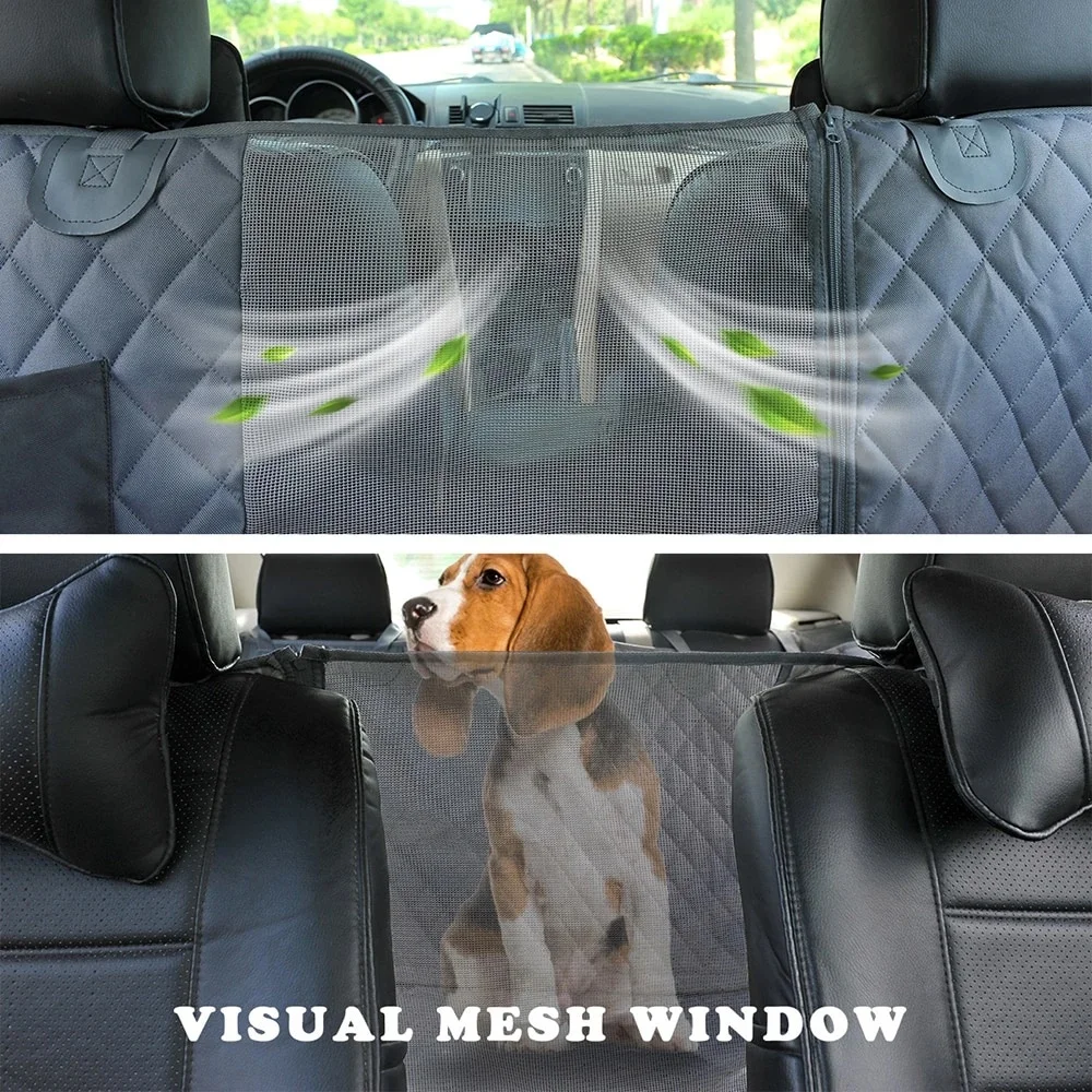 
Washable Waterproof Oxford Grey Green Pocket Zipper Dog Car Hammock Mat Pet Mesh Window Dog Car Seat Covers 