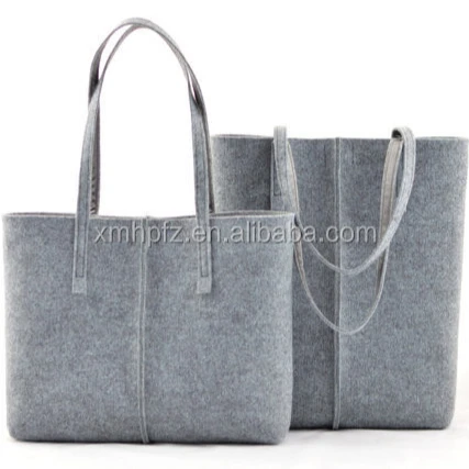 Gray minimalist felt handbag Tote big Size Felt Bag