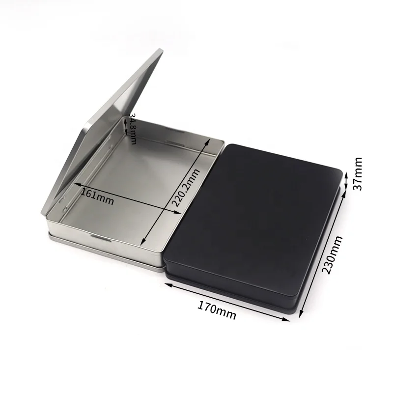 XPD Double Opening Lid Cosmetic Storage Tin Box Book Shape Tea Gift Tin Box For Notebook Empty Tin Case