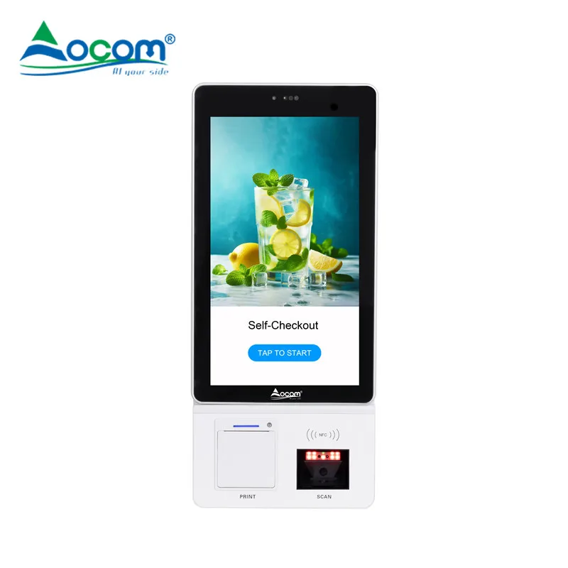 OCOM POS-K004 21 5 Дюймов система самообслуживания Pos Android Windows сенсорный экран киоск с 80 мм Термопринтер сканер