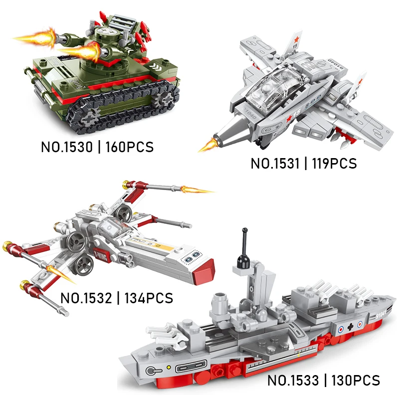 130pcs Mini Bricks No.1533 MOC Warship Military Series Building Block Set Children Educational Assemble Collect Xmas Toy Gift