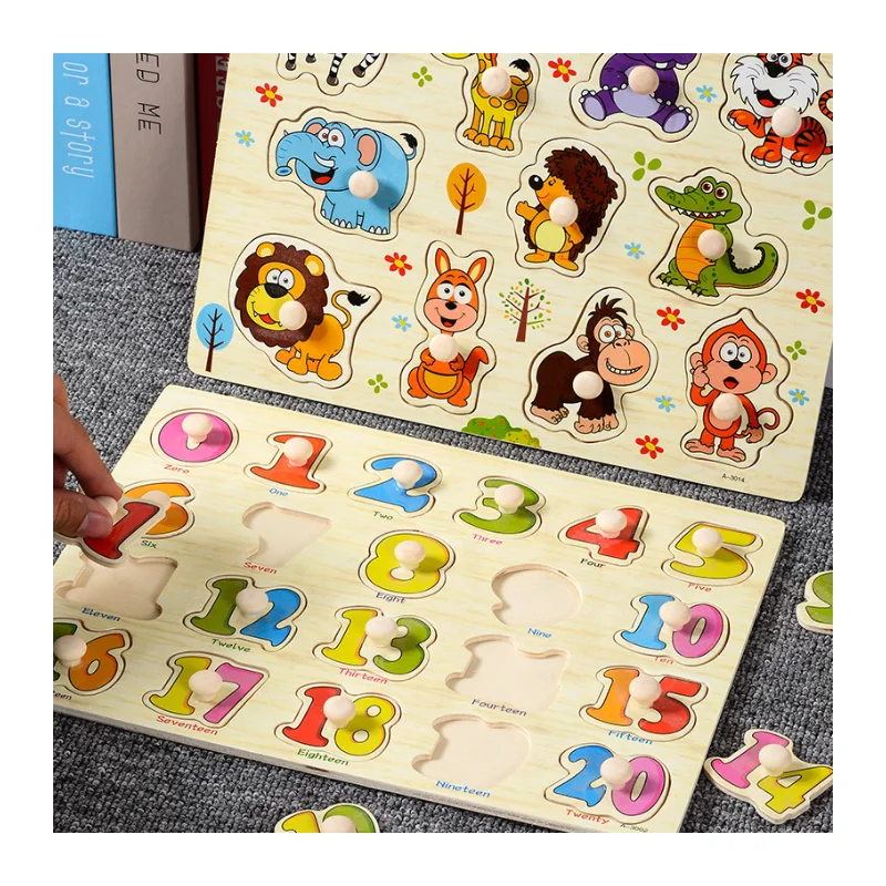 Toddler Wooden Puzzles Wooden Alphabet Number Animal Fruit Puzzles Toddler Learning Puzzle Toys