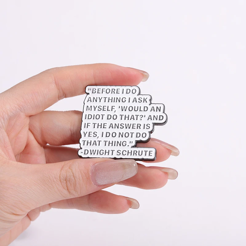 American TV Series The Office Funny Line Brooch Text Short Sentence Metal Enamel Badge Fashion Backpack Accessories Gift