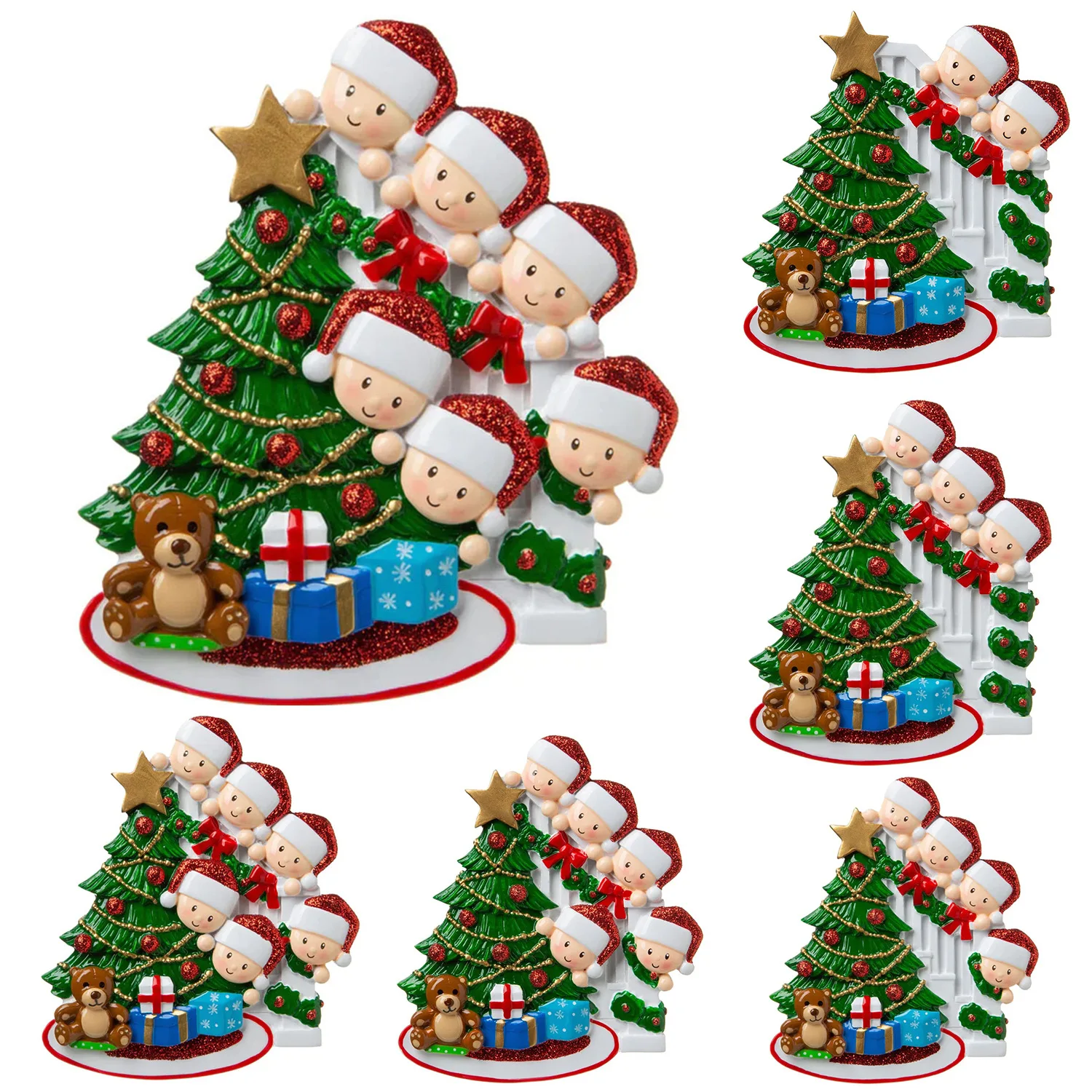 Creative hand-painted DIY Name Blessing Santa-Claus Resin Mask Family Christmas Pendant hanging decorations for Christmas tree