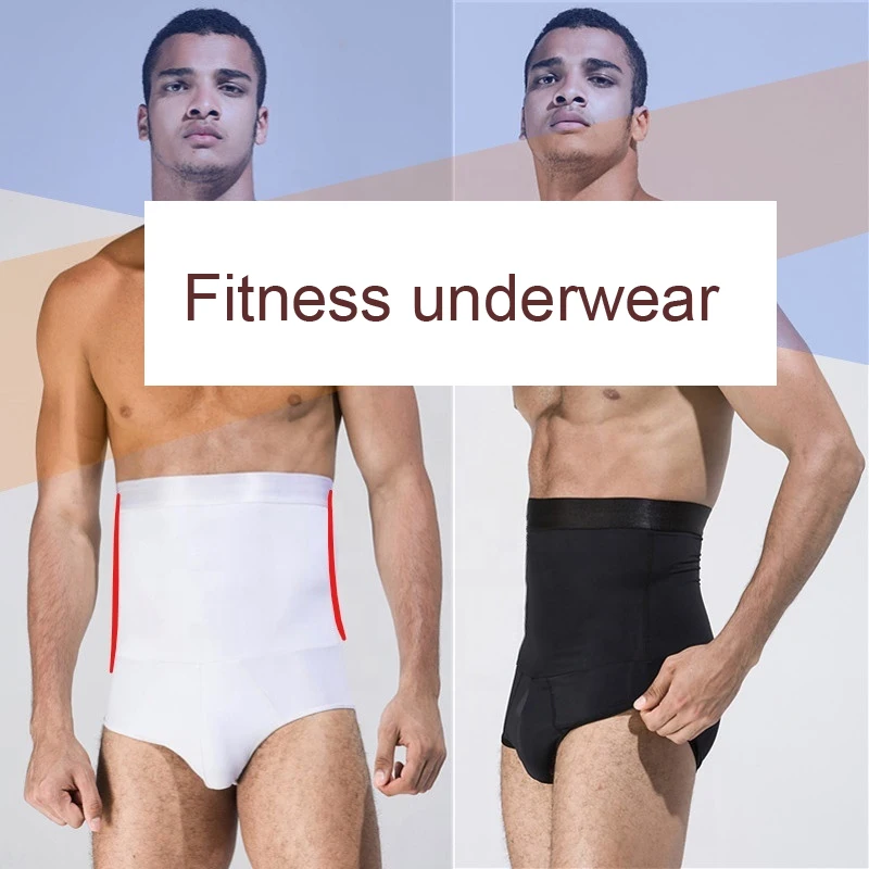 High Waist  Bodysuit Belly Double Layer with Cotton Slimming Shorts Control Briefs butt lifter panty slimming body shaper men