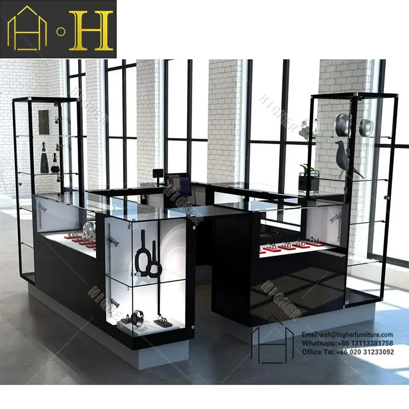 Modern Jewelry Showcase Design with LED Lights Retail Jewelry Showcase Kiosk