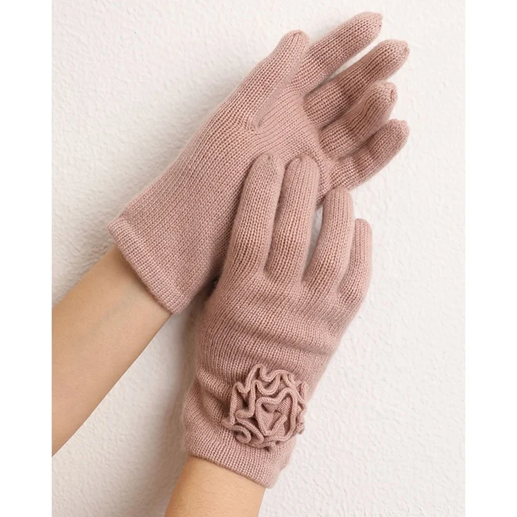 Высококачественные цветные 100% кашемировые вязаные перчатки на заказ, один размер, подходит всем с цветами