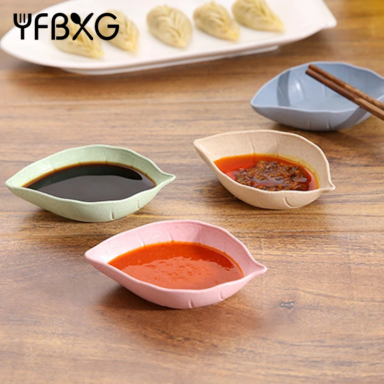 Kitchen Tableware Multifunctional Leaf Wheat Straw Dishes Creative Snack Soy Sauce Plate Seasoning Dipping Pickles Dish