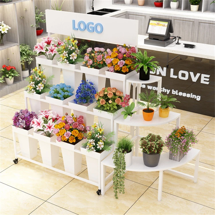 Hot Selling Corner Combination Flower Bucket Display Stand Wholesale Iron Flower Stand