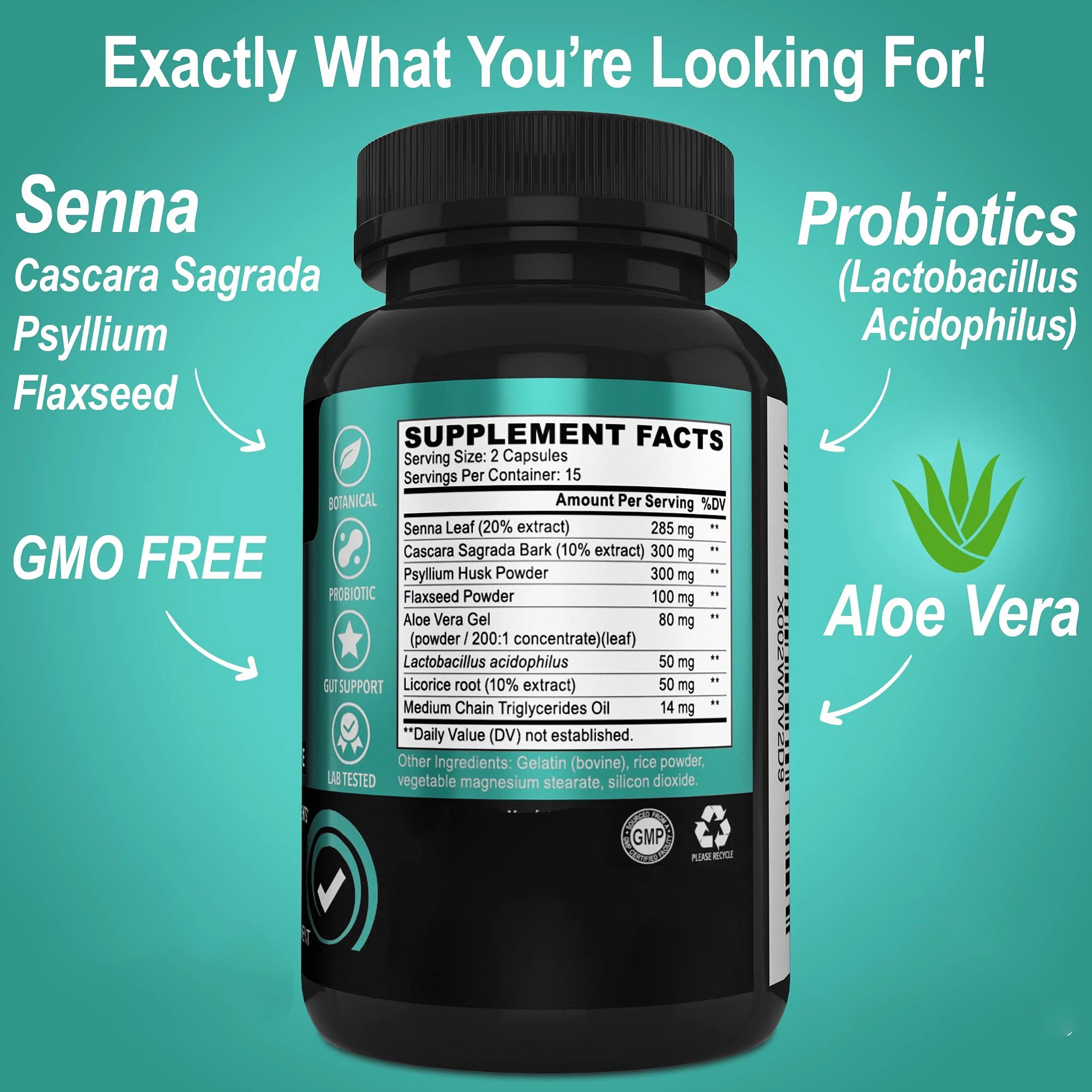 Colon Cleanser capsules - 15 Day Intestinal Cleanse Pills & Probiotic -  Constipation Relief - Probiotic for gut healthy