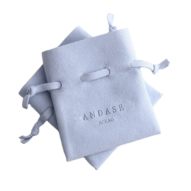 Wholesale  High Qualtity  Jewelry Gift Velvet Pouch  Custom logo  Drawstring microfiber suede leather bag
