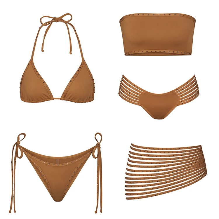 Custom Logo Rhinestone Bikini Swimwear Beachwear Bathing Suits For Women Designer Bikinis Active two-piece Swimsuit Sets 2023