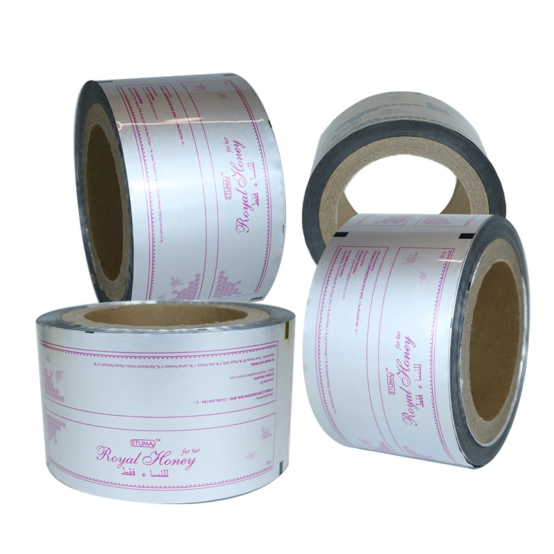 Heat Seal Food Grade Honey Sachet Packaging Roll Film Custom Laminated Aluminum Foil Plastic Bulk Sachets Packaging For Honey