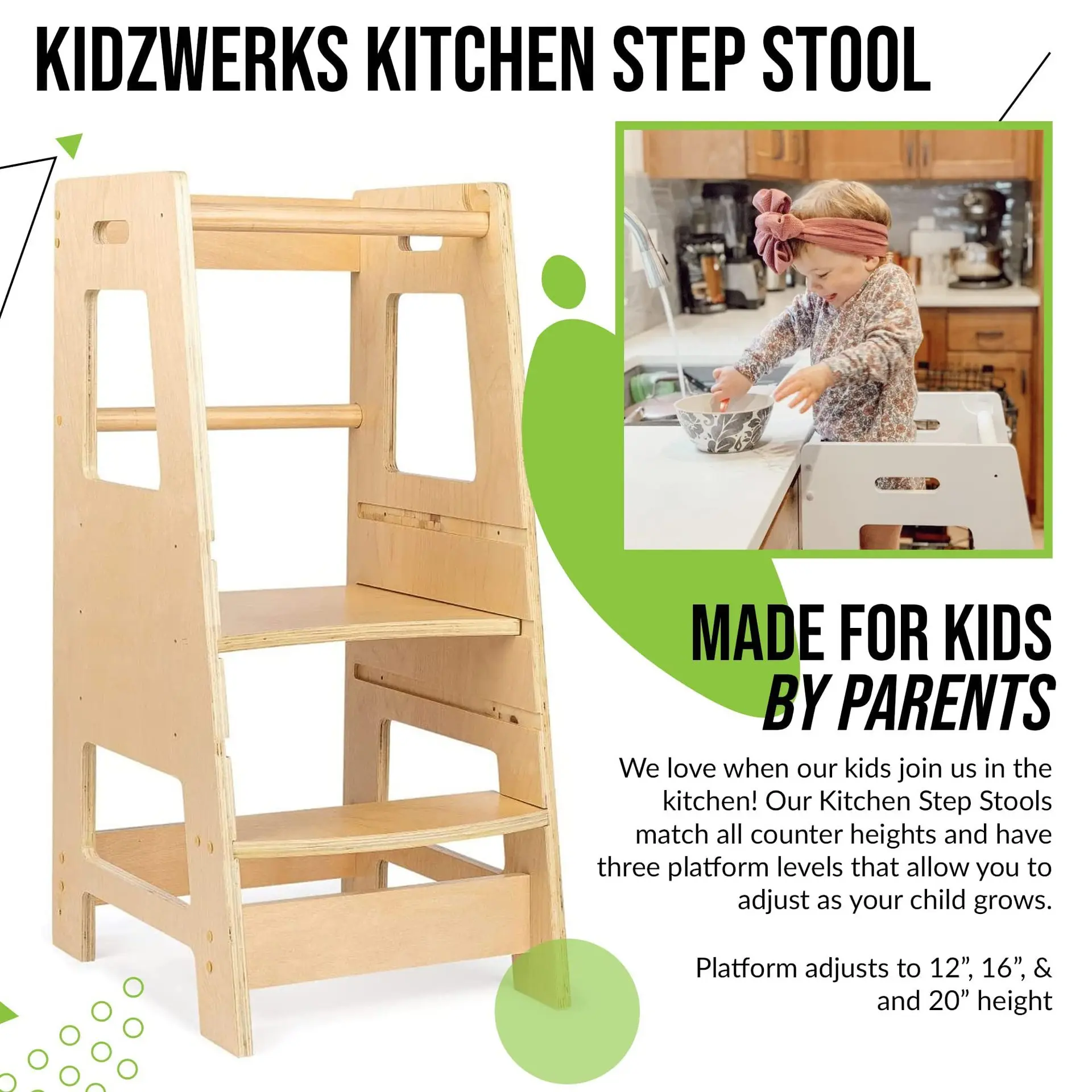 Wooden Kid Kitchen Helper Step Stool Learning Tower Non-Slip All Kinds Kids Bamboo Kitchen Toddlers Tool