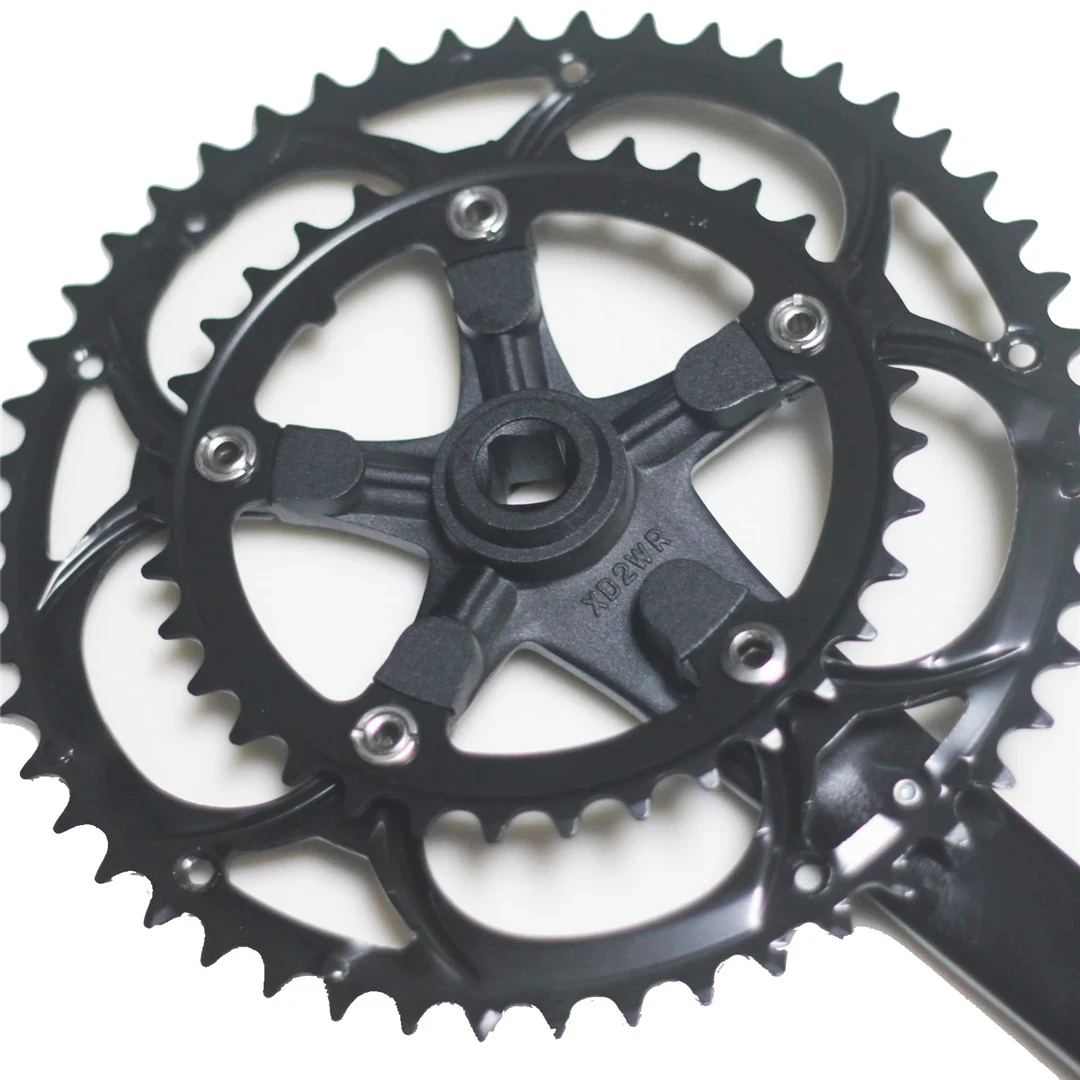 Road Bike Crankset Chainwheel Bicycle Aluminum Alloy 50-34T 8/9S Square Hole Racing 170mm Crank Shiny Black Color BCD 110mm
