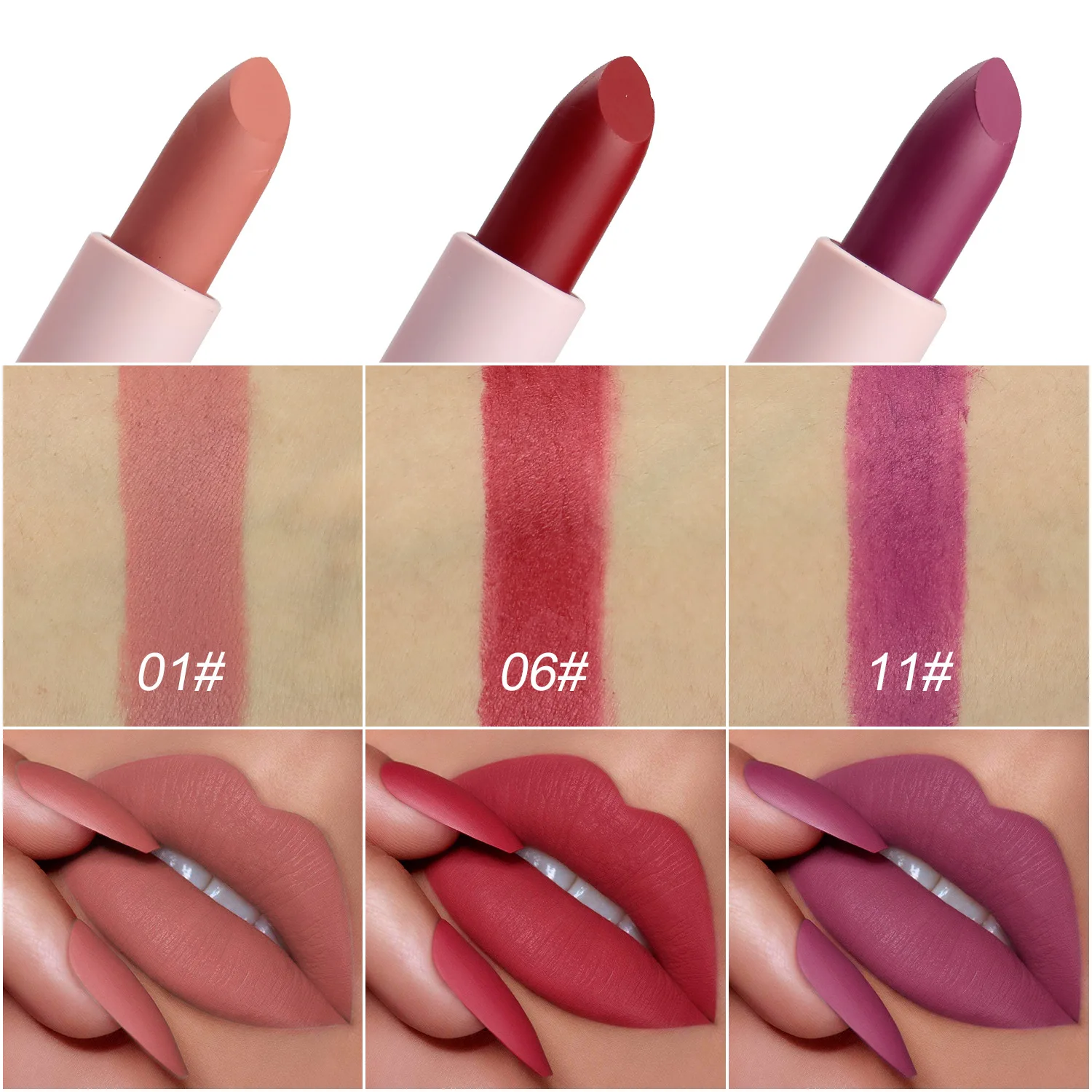 Wholesale makeup vendor private label waterproof lipstick 14 colors long lasting matte lipstick set