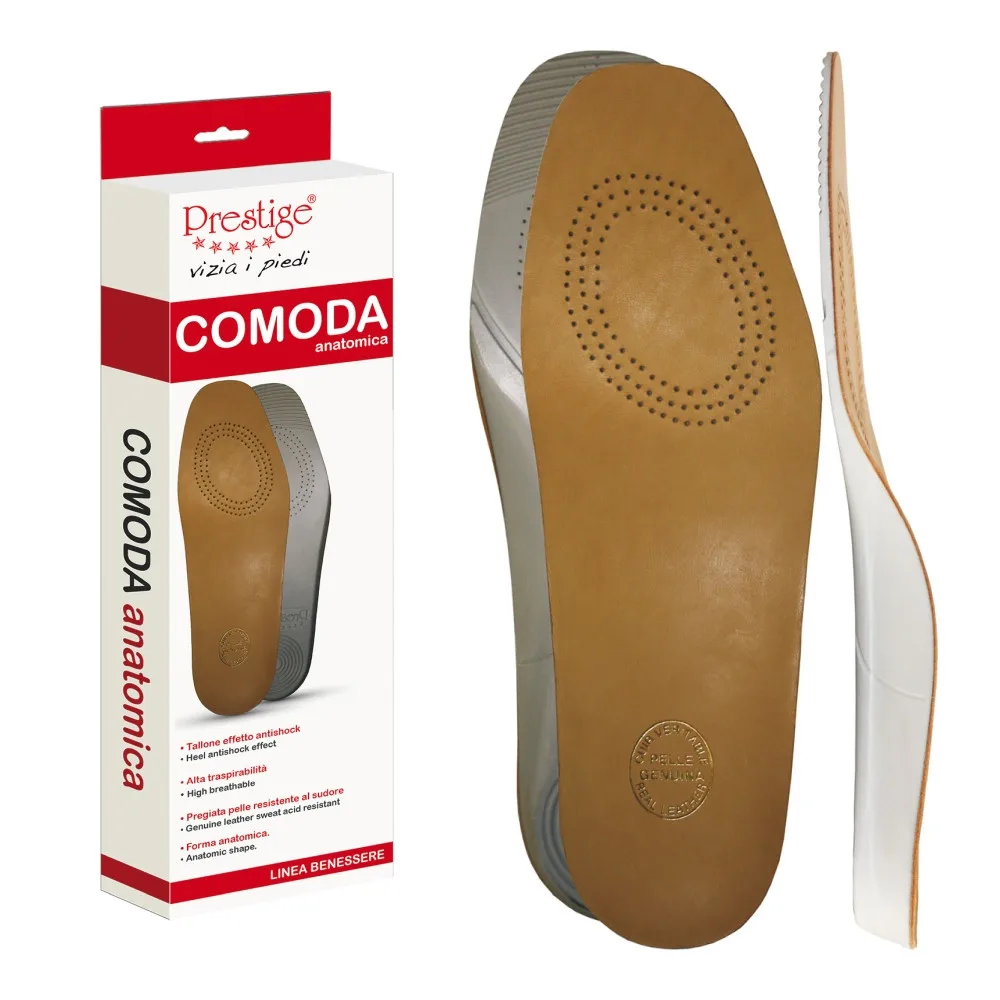 Top Sale Anatomic Insole With Metatarsal Support In Leather Resistant To Acids Of Sweat Sizes 40/46