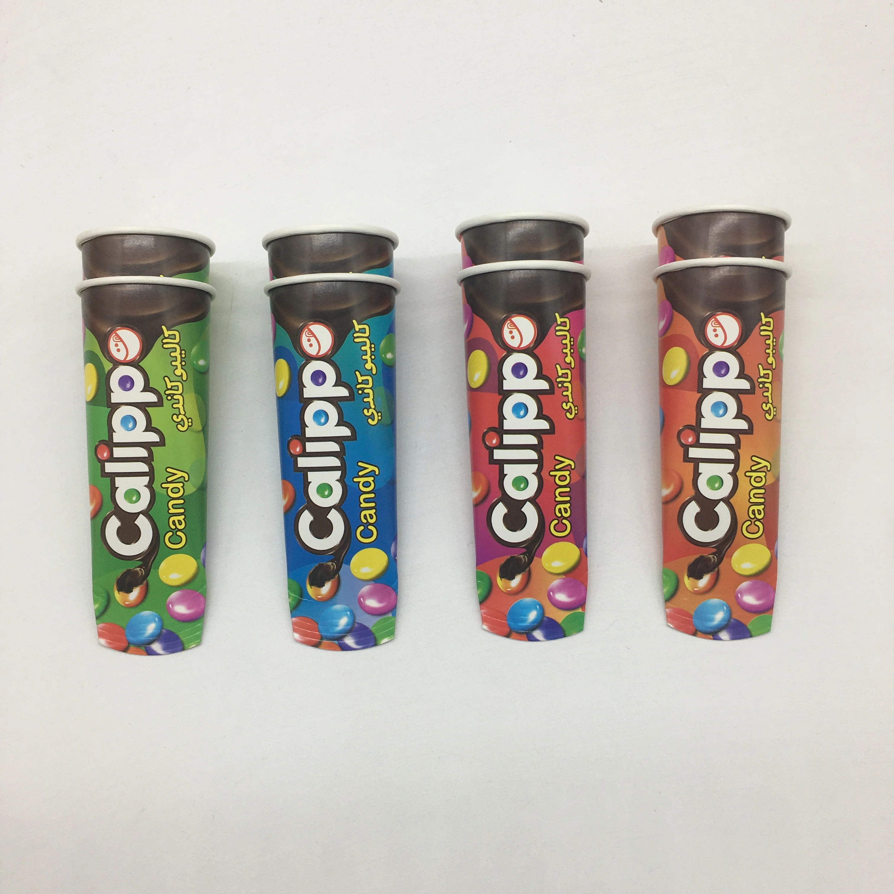 Customized Printing Disposable Calippo Cup Ice Lollies Tube Ice Cream Tube with aluminium paper lid
