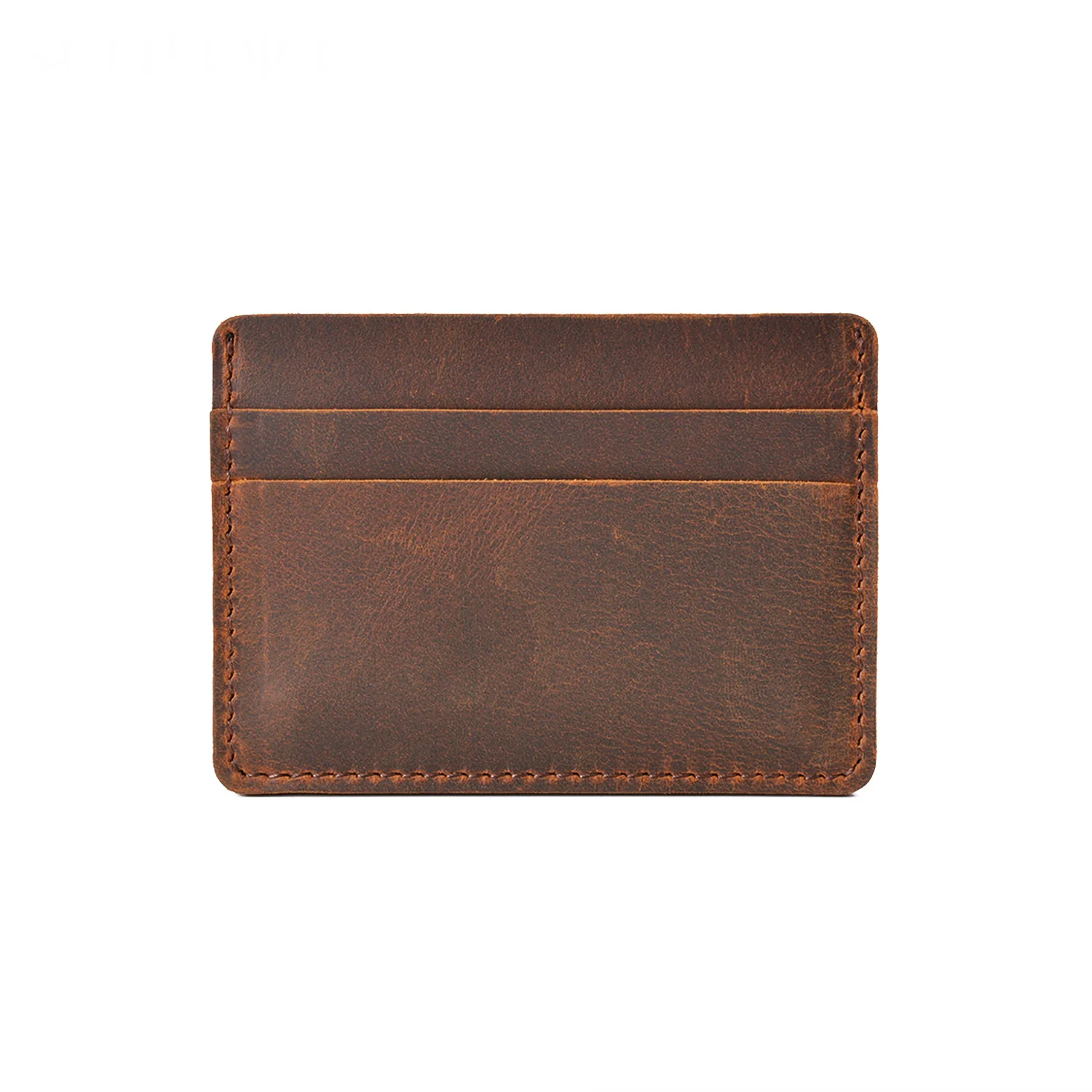 Luxury Customized Crazy Horse Genuine Leather Card Holder and Wallet Handmade Unisex Credit Card Holder