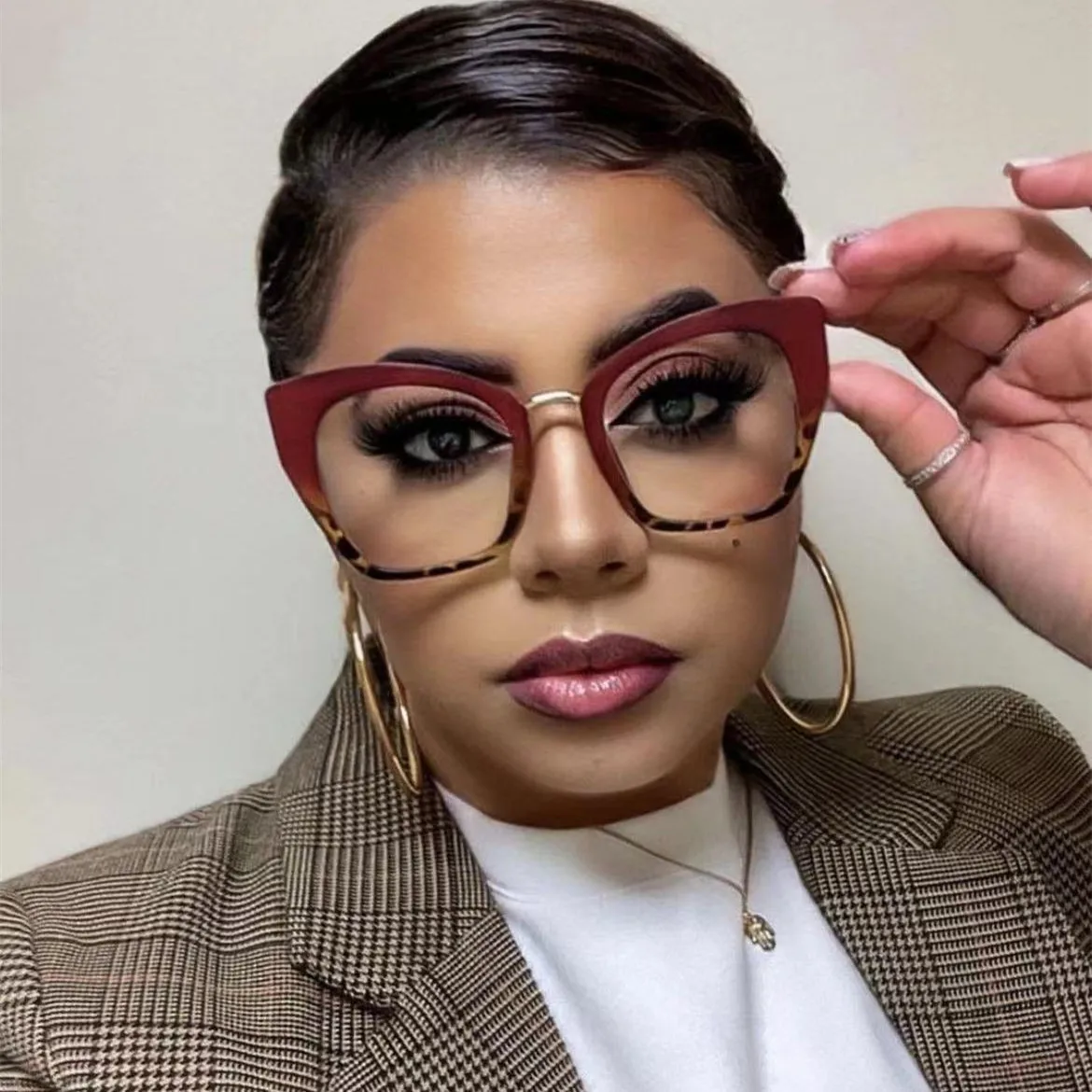 Новинка индивидуальный тренд кошачий глаз плоские зеркальные унисекс очки с защитой от синего света большая оправа оптическое зеркало