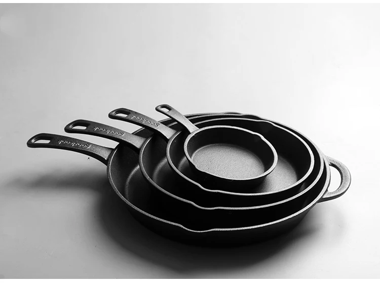 10 inch 12 inch cast iron  round frying pan skillet with handle