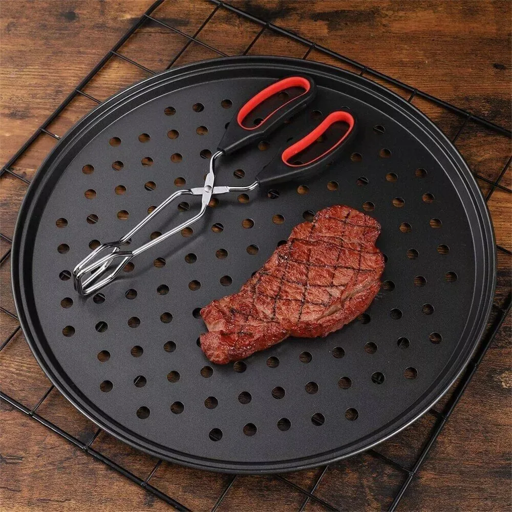 Factory Price Bake Tray Pan Pizza Carbon Steel Perforated Round Pizza Pan