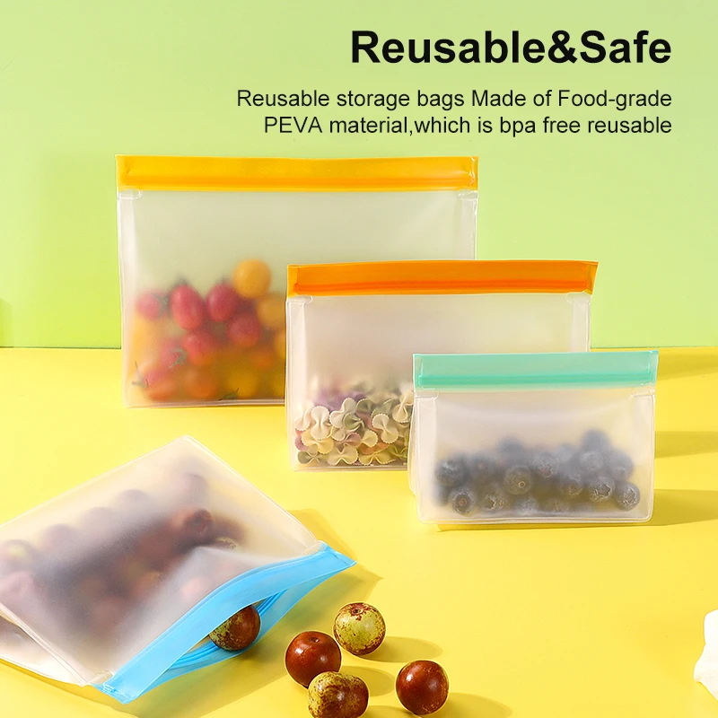 Factory Price BPA Free Ziplock Leakproof Freezer Bag Wholesale Reusable PEVA Food Storage Bag for Kitchen