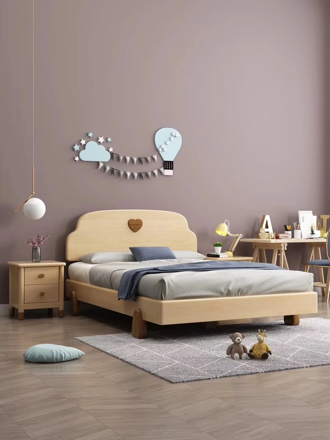 Kids Bedroom Furniture Wooden Children Single Bed Frame with Cartoon Design Best Selling