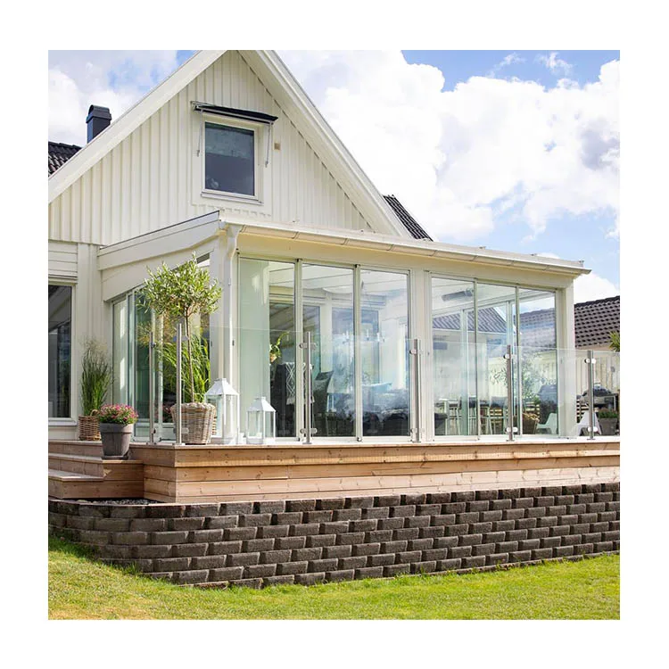 Guangdong sunroom консерватория производитель патио сложение здание заднего двора стеклянная панель комната