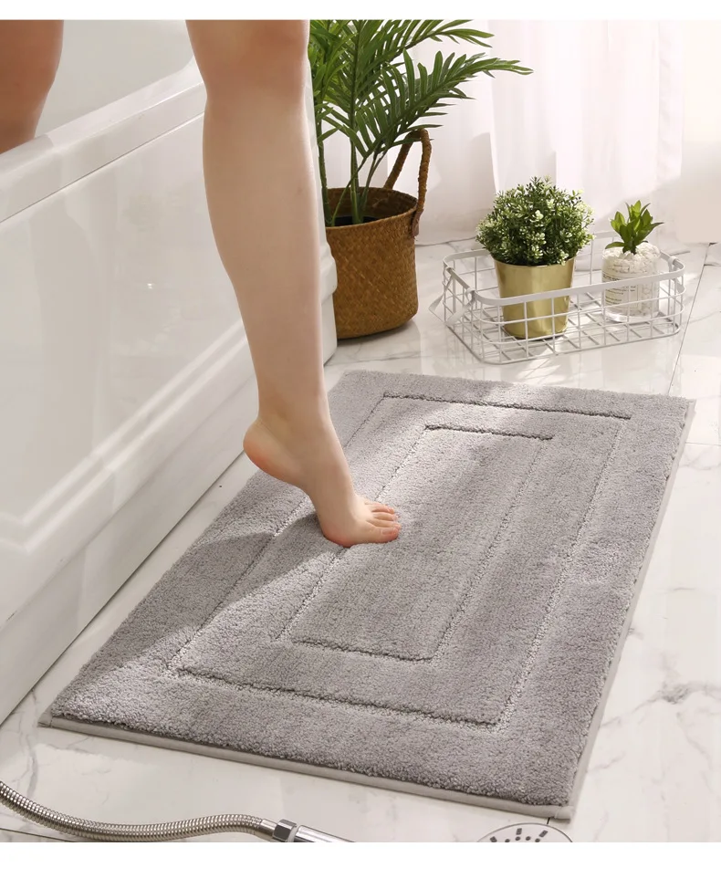Reliable Factory Low Moq Thickened Back-shaped Gray Brown Color Absorbent Non-slip Foot Floor Bathroom Rug Mat