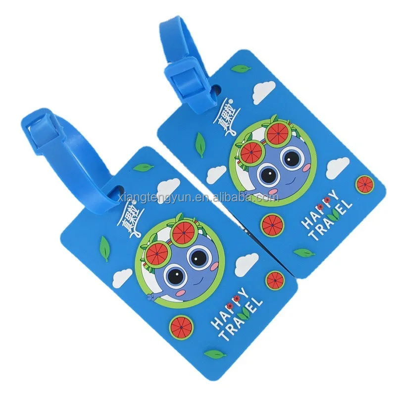 Customized cartoon PVC soft rubber luggage tag Boarding card Rubber shaped luggage tag