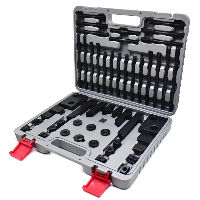 58pc clamp set carbon steel T-slot bolt step clamp kit with black oxide finish