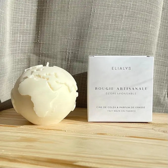 Handmade Candle with Fat Caramel Scent Salt Butter Earth Shape Elemental 220g