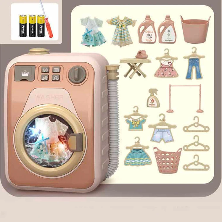 Electric wash clothes lighting music household simulation washing machine toy
