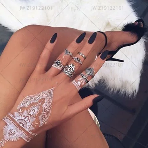 OEM трафареты для татуировок хной для оптовой продажи, великолепные женские сексуальные черные хны для боди-арта, кружевные наклейки для татуировок рук